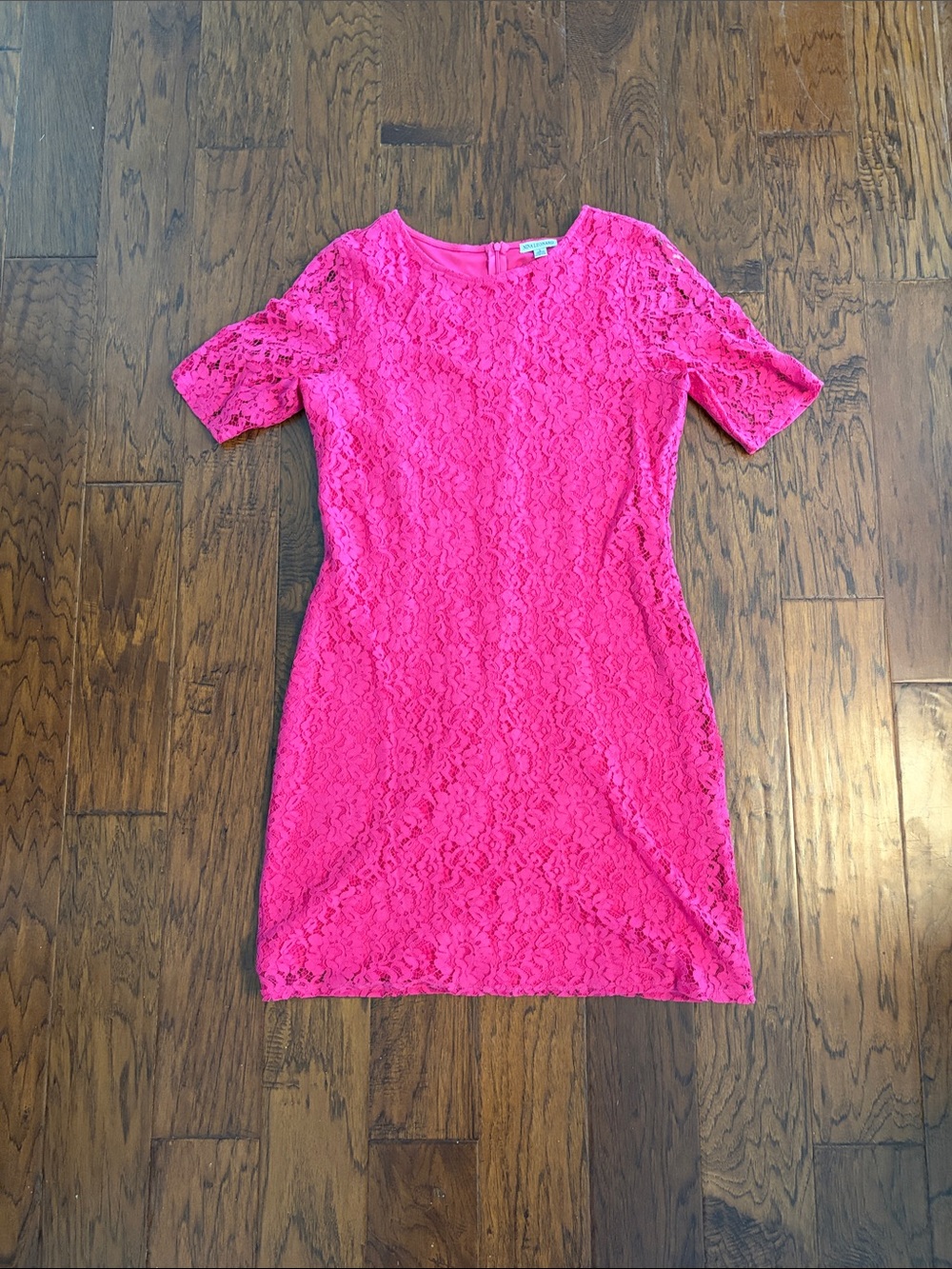 Hot Pink Lace Sheath Dress